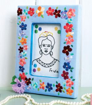 Embroidered Flowers Picture Frame