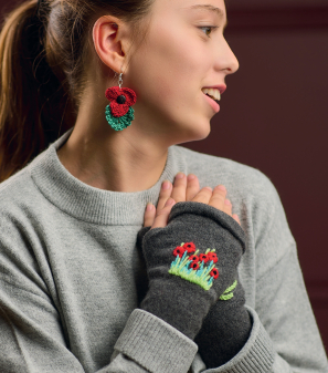 Remembrance Poppy Fingerless Mittens Sewing Pattern