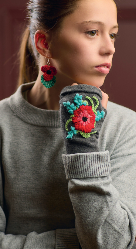 Remembrance Poppy Fingerless Mittens Sewing Pattern