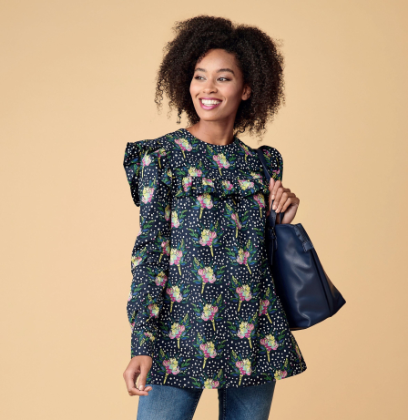 Ruffle Bib Blouse Top Sewing Pattern