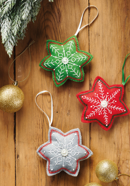 Christmas Felt Star Decorations Sewing Pattern