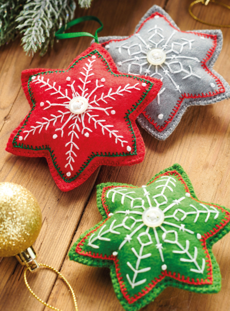 Christmas Felt Star Decorations Sewing Pattern