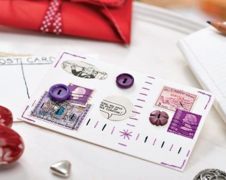 Stitched Embellished Postcards and Notebooks