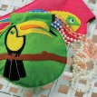 Flamingo Parrot and Toucan Appliqued Mini Bags