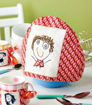 Embroider Child’s Drawing Tea and Mug Cosies