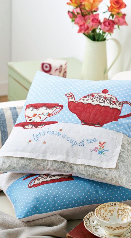 Kitsch Cup and Teapot Motif Cushions