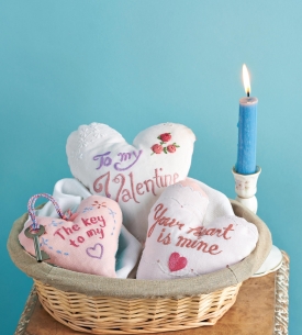 Vintage Valentine Embroidered Heart Tokens