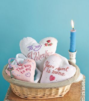 Vintage Valentine Embroidered Heart Tokens