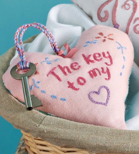 Vintage Valentine Embroidered Heart Tokens
