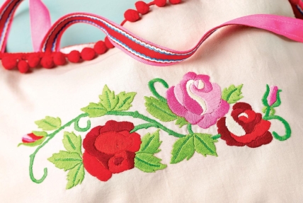 Vintage Rose Embroidered Handbag