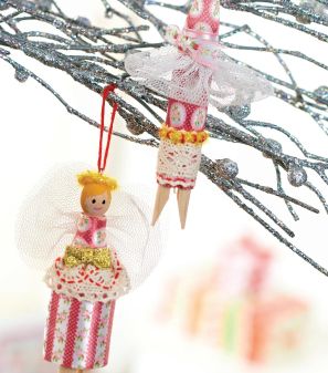 Vintage Wooden Peg Christmas Angel