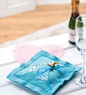 Turquoise Felt Wedding Ring Pillow Turquoise Felt Wedding Ring Pillow