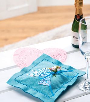 Turquoise Felt Wedding Ring Pillow