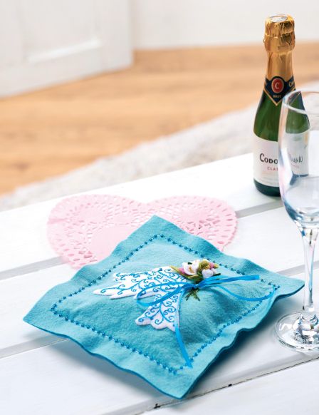 Turquoise Felt Wedding Ring Pillow
