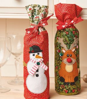 Christmas Wine Bottle Gift Bags Sewing Pattern