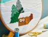 Embroidered Winter Cabin Hoop Sewing Pattern
