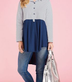 Two Tone Long-Sleeved Blouse