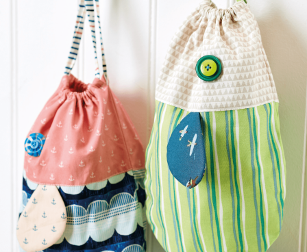 Drawstring Cotton Fish Bags Sewing Pattern