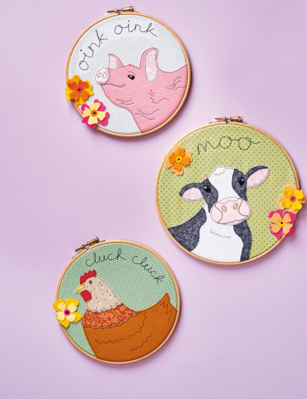 Appliqué Farmyard Hoops Sewing Pattern