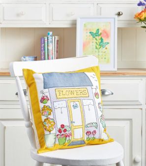 Flower Shop Embroidered Cushion Sewing Pattern