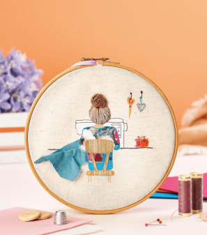 Embroidered Sewing Room Hoop Art Pattern