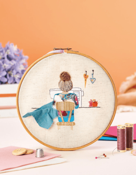 Embroidered Sewing Room Hoop Art Pattern
