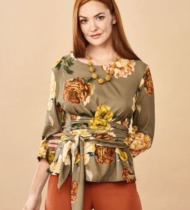 Three-Quarter Length Sleeve Wrap Blouse