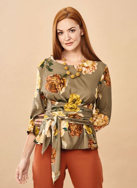 Three-Quarter Length Sleeve Wrap Blouse