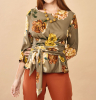 Three-Quarter Length Sleeve Wrap Blouse