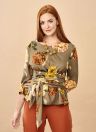 Three-Quarter Length Sleeve Wrap Blouse
