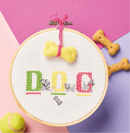 Pet Themed Embroidery Hoop Cross-Stitch