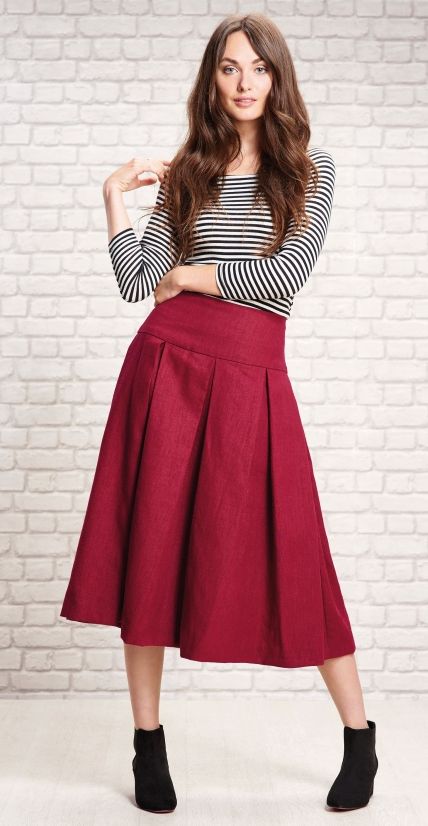 Pleated Midi Skirt