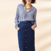 Suzy Denim Button Midi Skirt Sewing Pattern