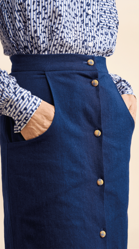 Suzy Denim Button Midi Skirt Sewing Pattern