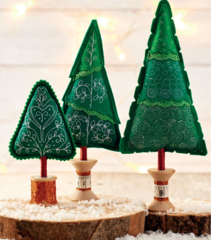 Embroidered Christmas Trees Sewing Pattern