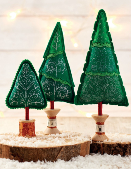 Embroidered Christmas Trees Sewing Pattern
