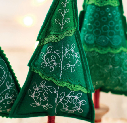 Embroidered Christmas Trees Sewing Pattern