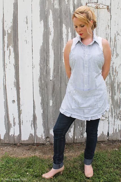 Upcycle a men's shirt into an apron