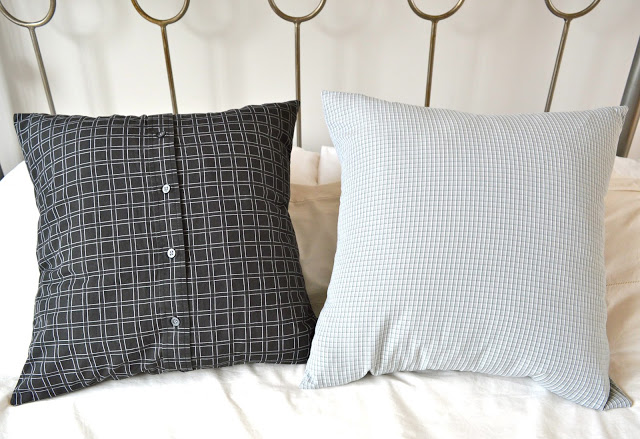 Upcycle a men's shirt into cushions