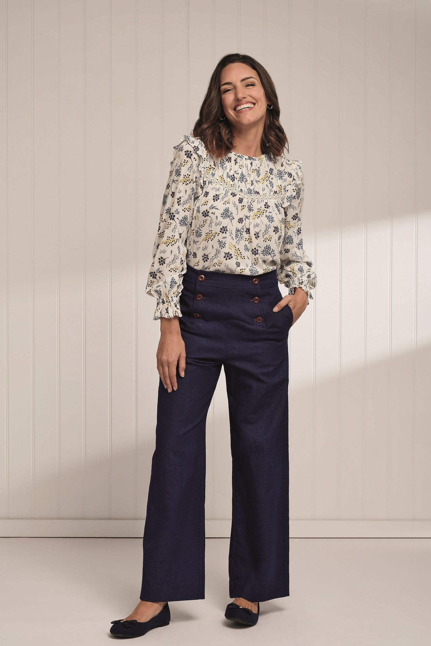 Ellen Flared Button Jeans Free sewing patterns Sew Magazine