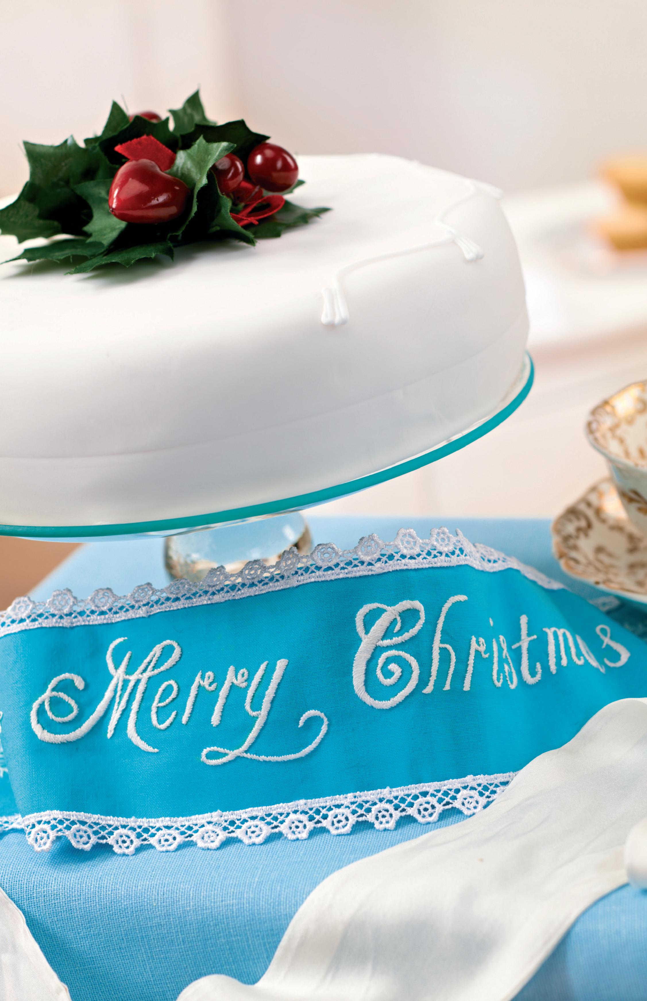 Embroidered Christmas Cake Band Free sewing patterns Sew Magazine