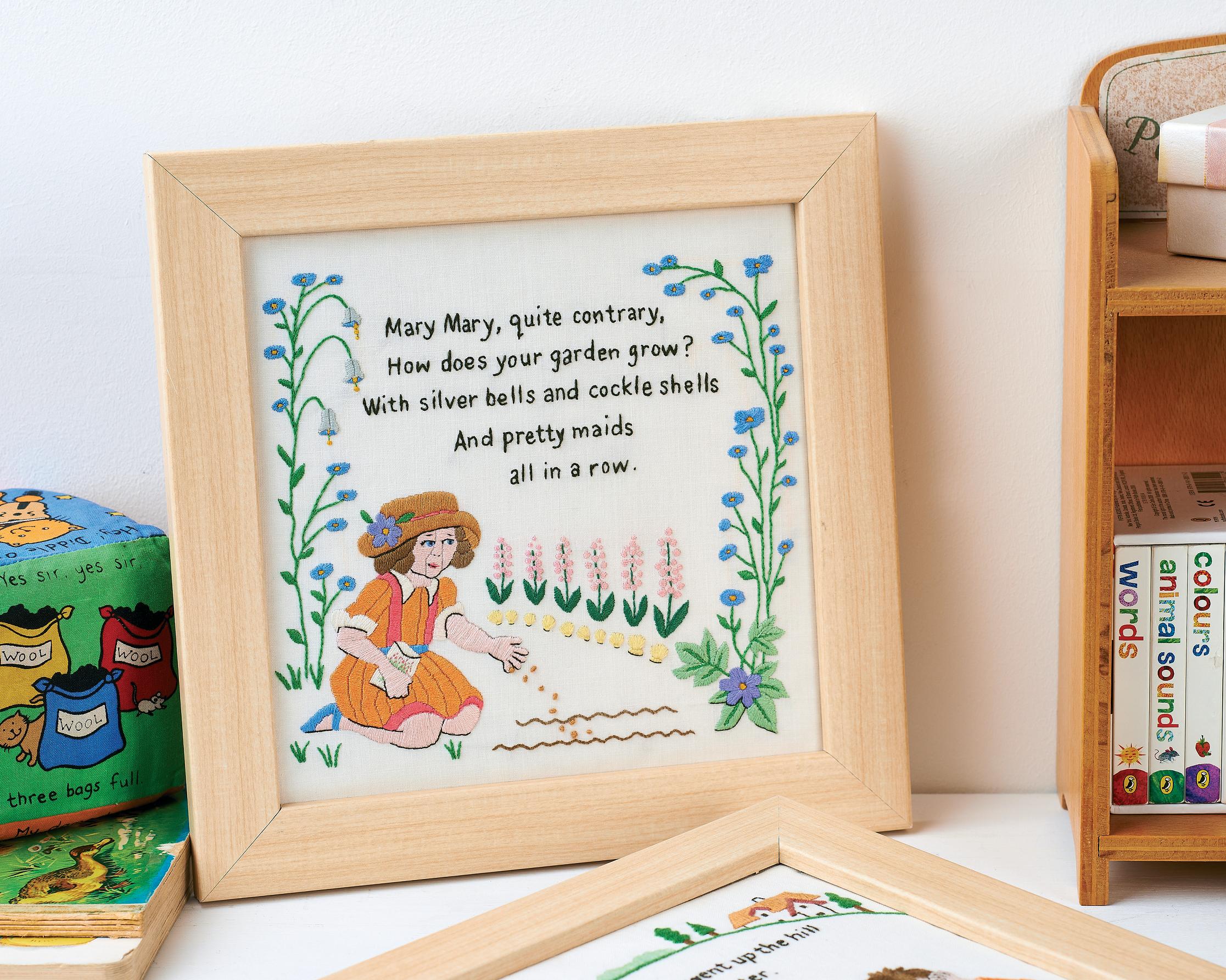 Framed Embroidered Nursery Rhymes Free sewing patterns Sew Magazine
