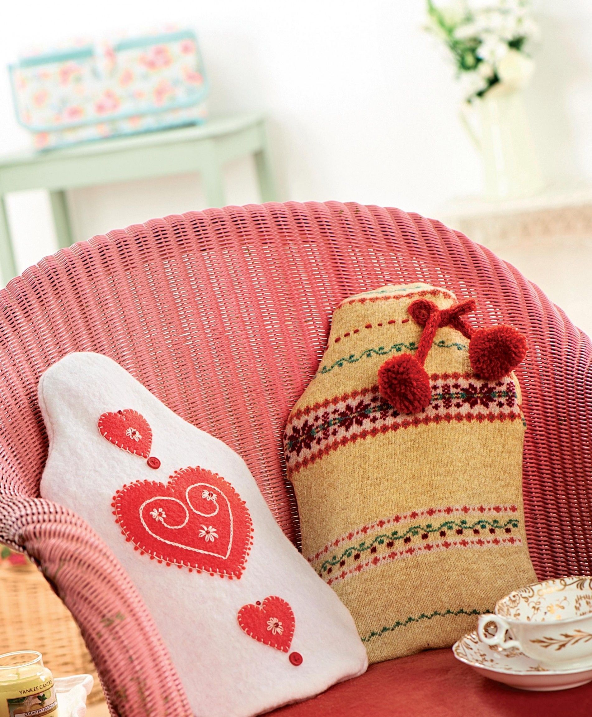 Red Heart Hot Water Bottle Cover