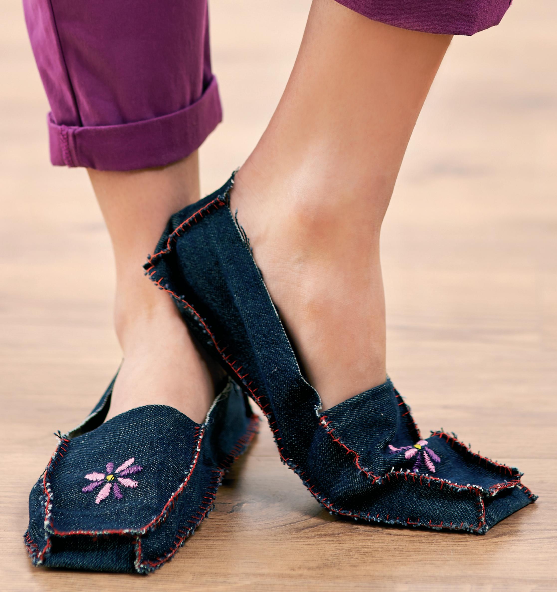 upcycled denim slippers free sewing patterns sew magazine bee templates