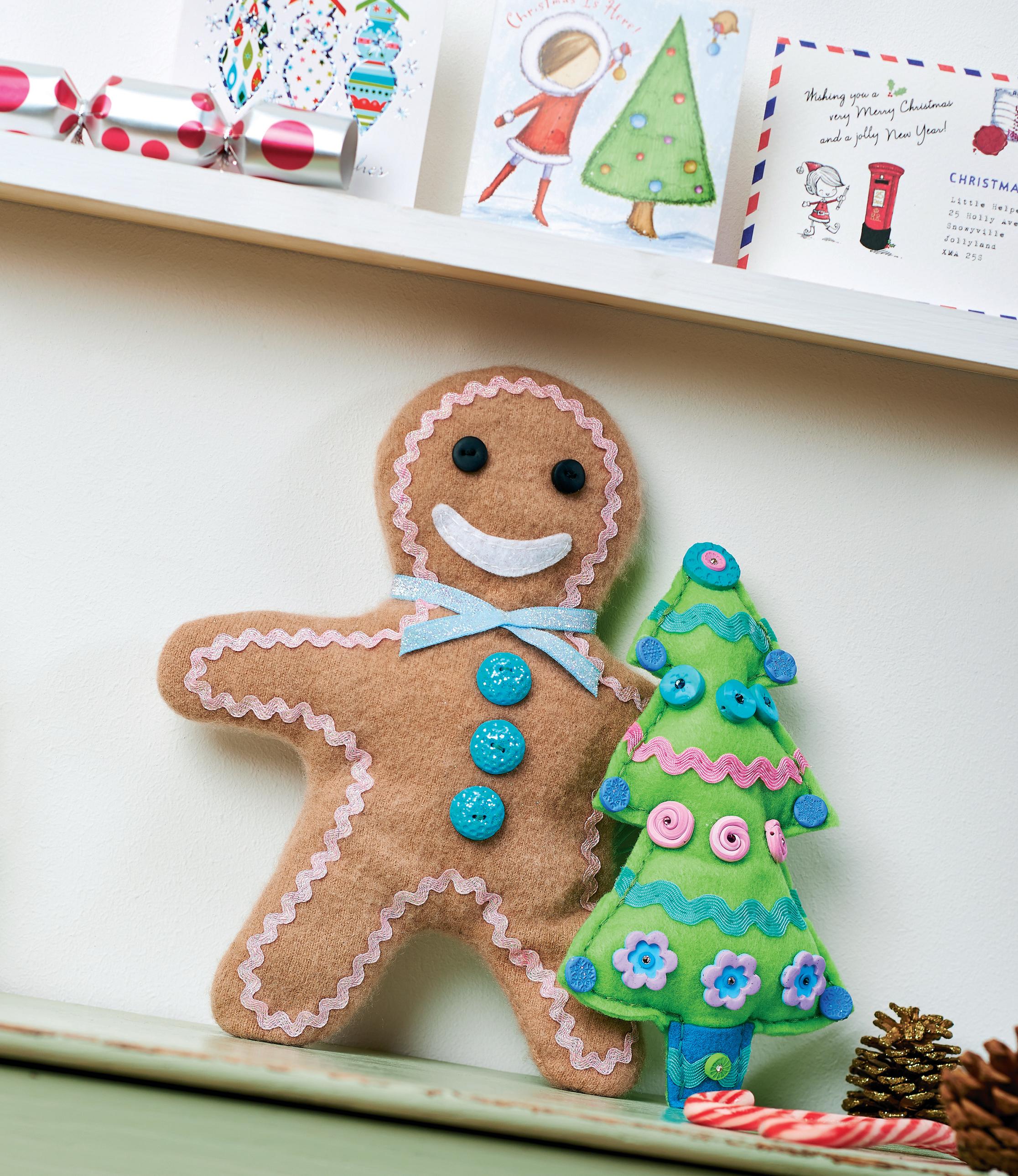 Upcycled Felt Gingerbread Man Free sewing patterns Sew Magazine