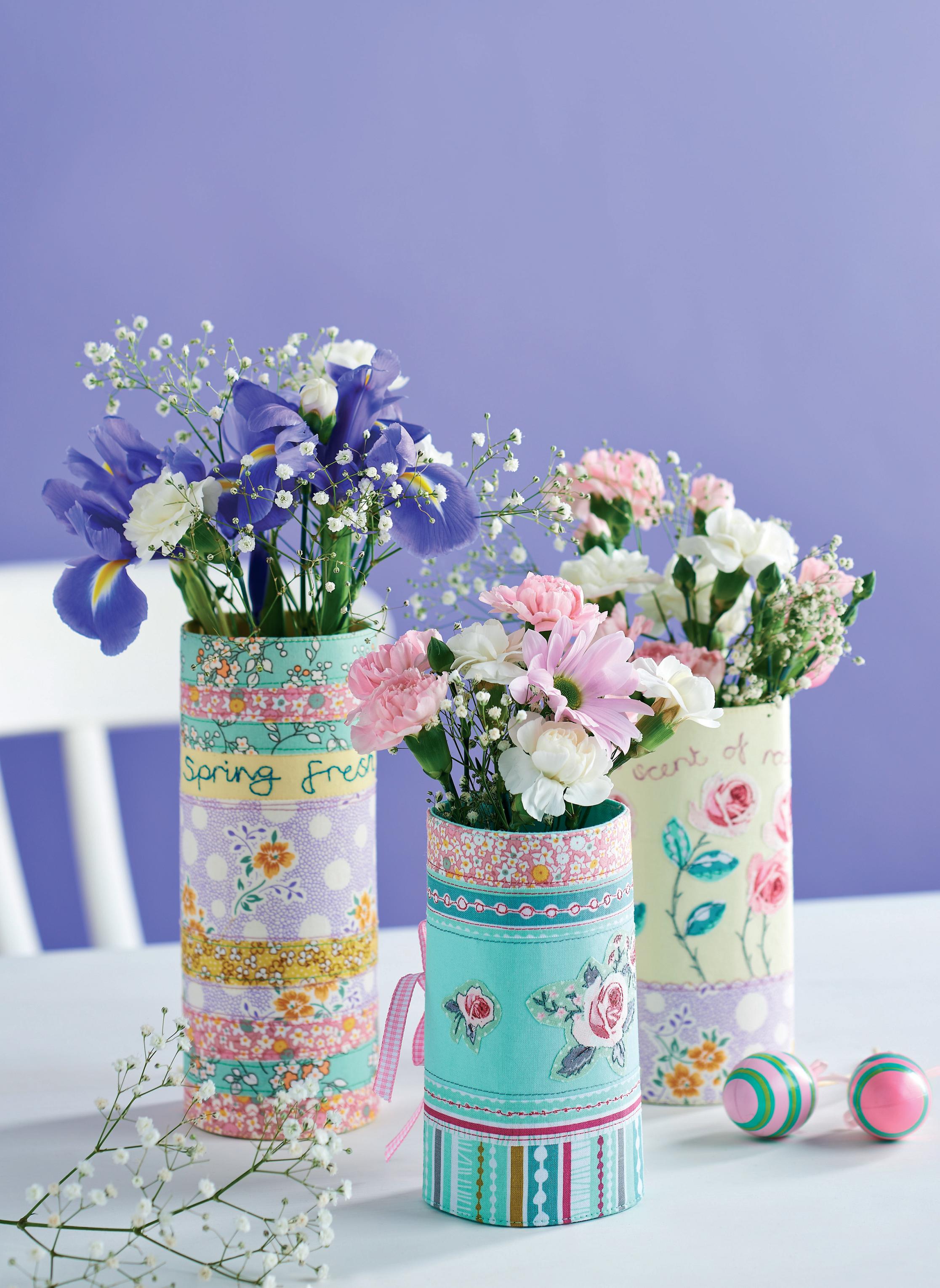 Floral Patchwork Vase Slip Covers Free sewing patterns Sew Magazine