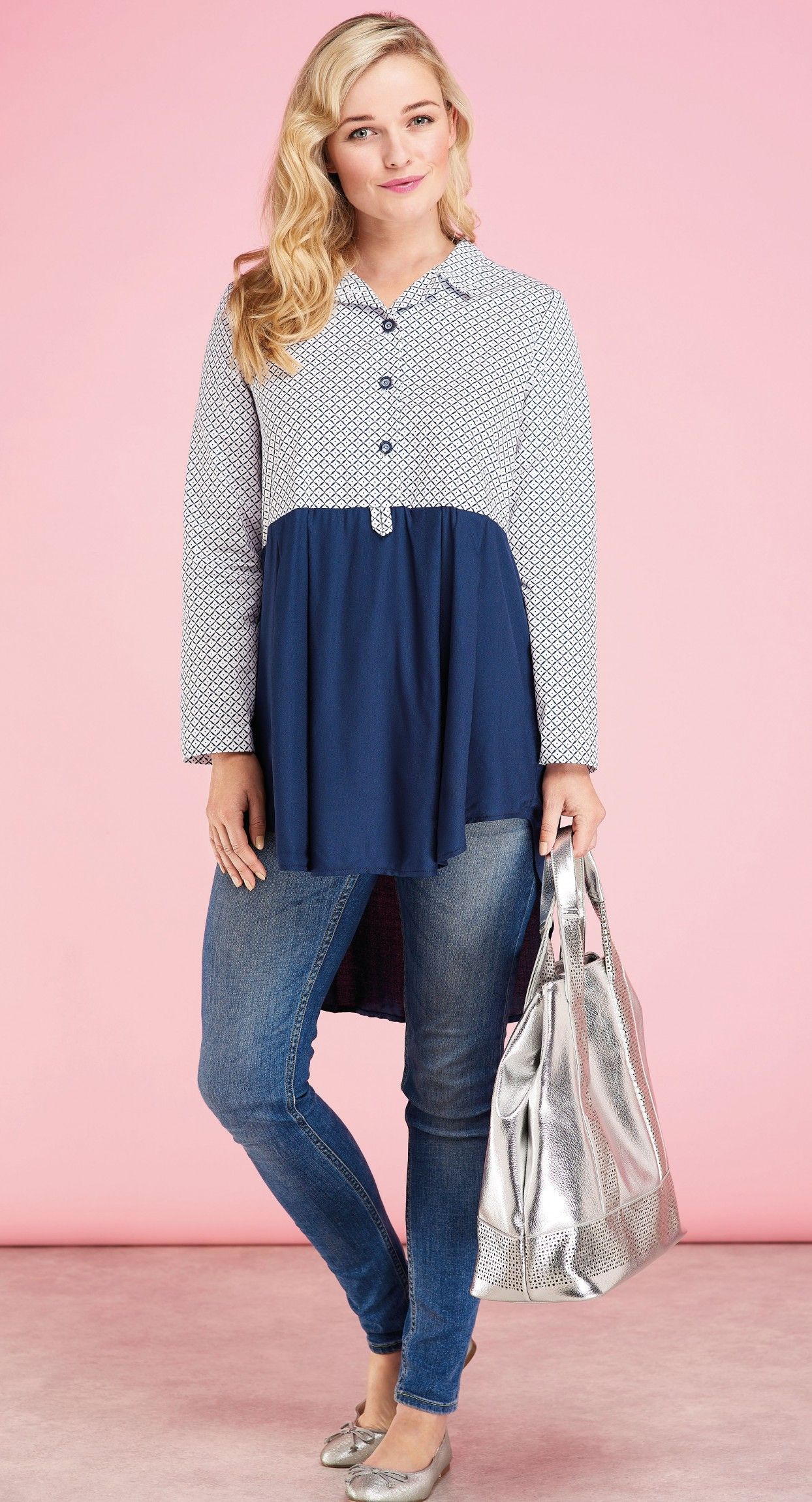 Two Tone Long-Sleeved Blouse - Free sewing patterns - Sew Magazine