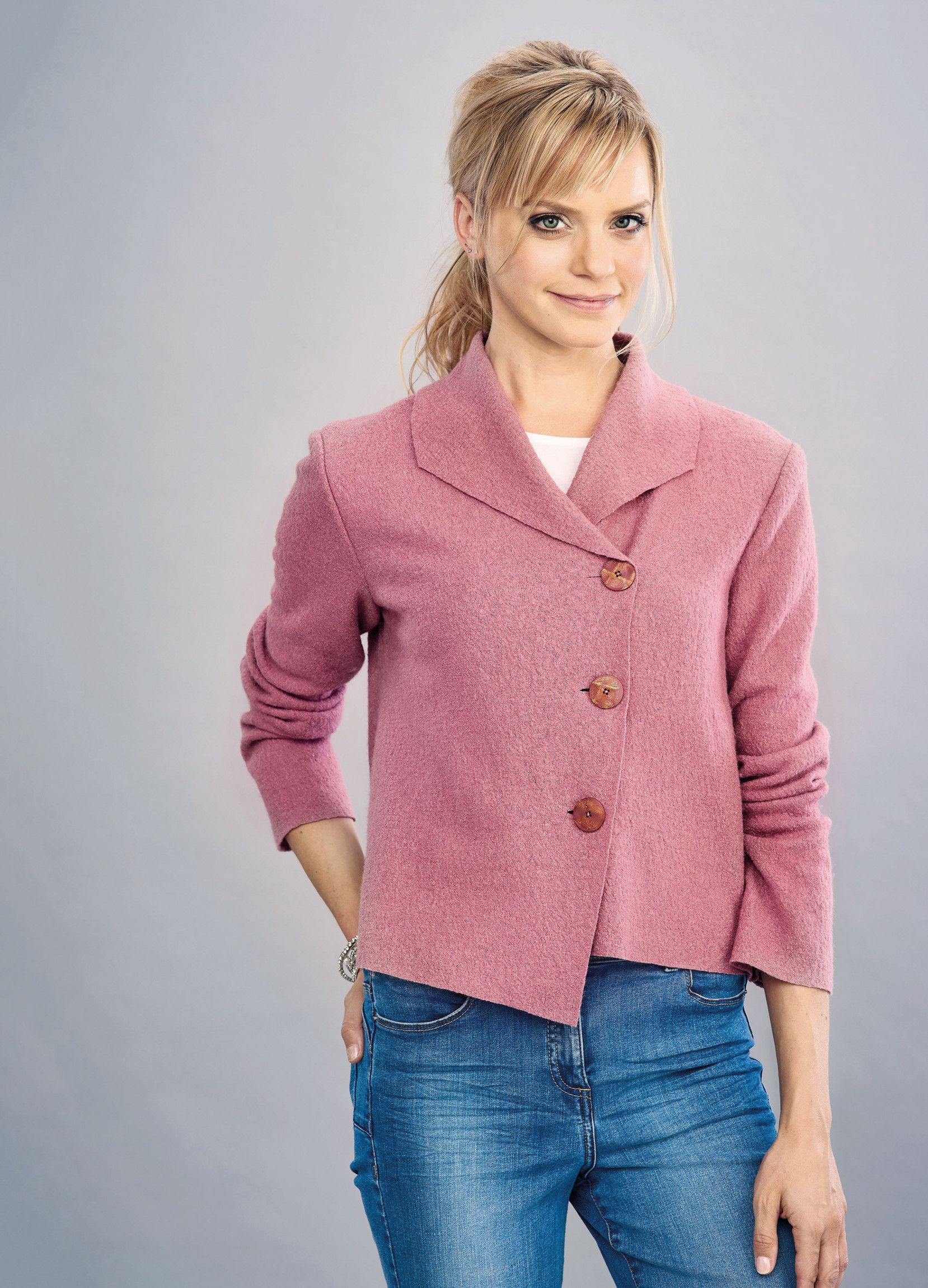Asymmetrical wool jacket top